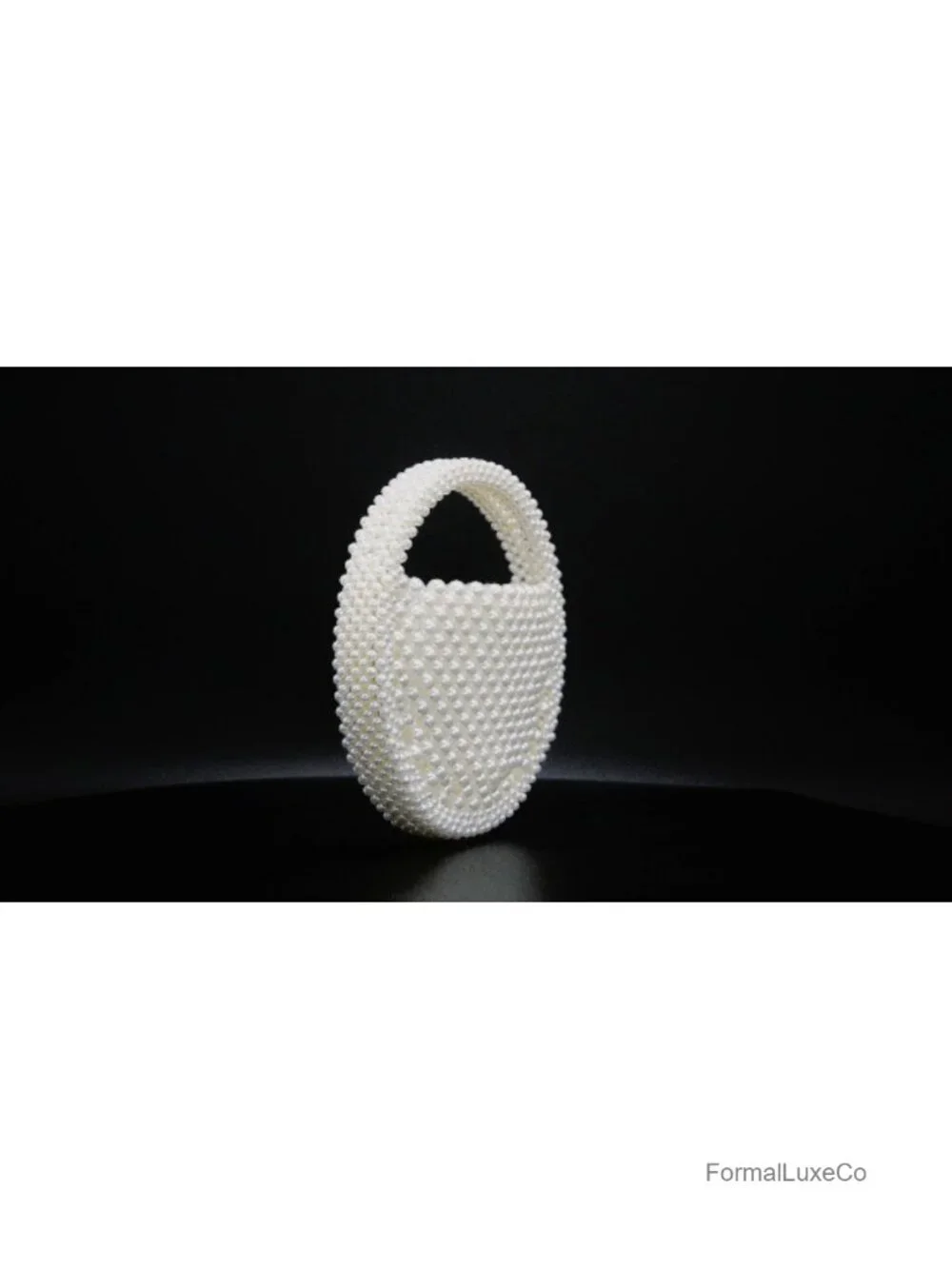 Handmade Pearl Beaded Clutch Top Handle Small Evening Bag